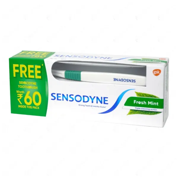 Sensodyne Fresh Mint Toothpaste with Free Toothbrush 150g